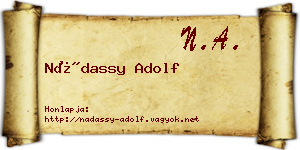 Nádassy Adolf névjegykártya